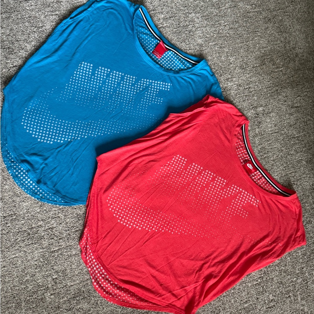 Nike Women's blue & orange logo muscle sleeveless t shirt NWT RET:$45